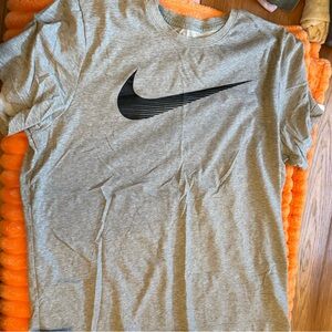 Nike Kids Heather Gray Tee with Black Logo